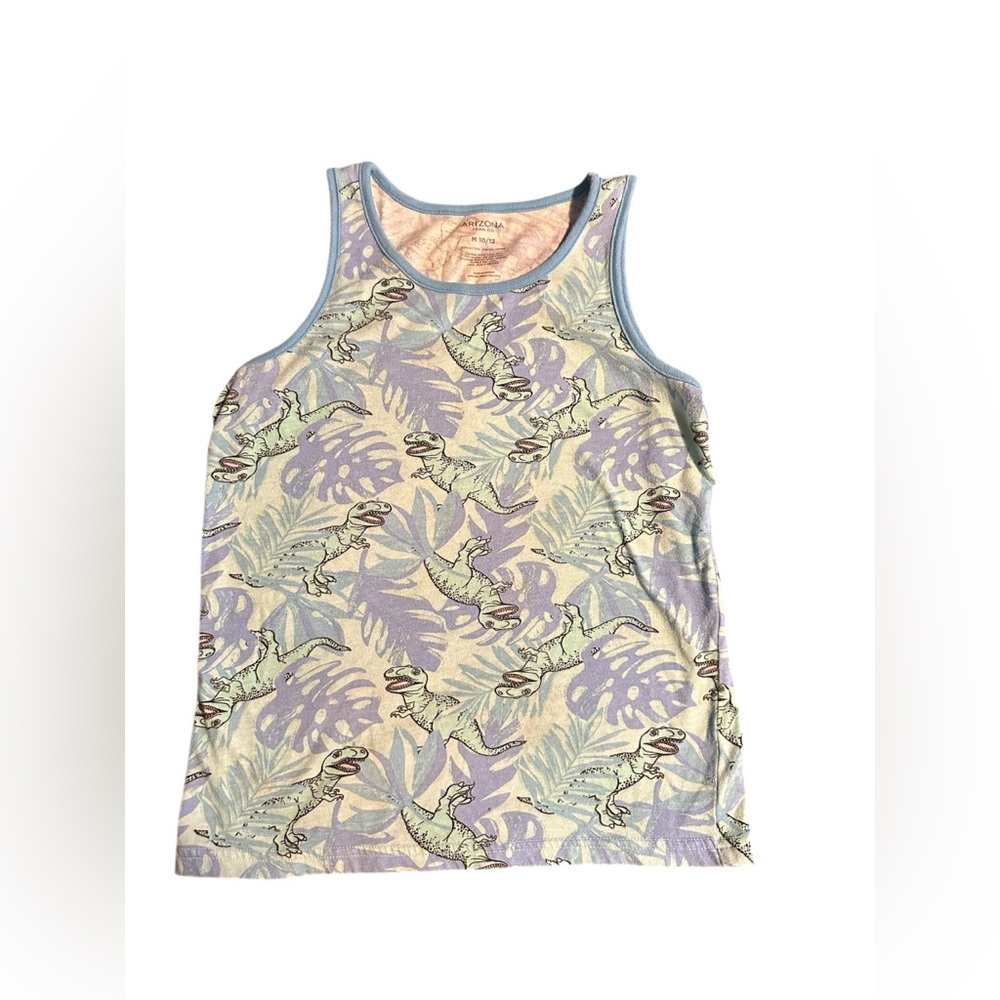 Arizona Jean Company Kids Tank Top - Blue and Teal Dinosaur Print